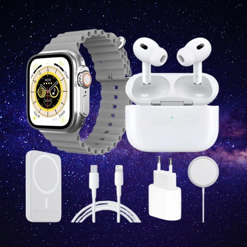 Ultra Smartwatch Unique Combo with Airpod- Powerbank- Phone Charger & Cable- Model X8